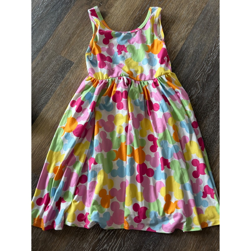 Charlies Project Kids Mickey Mouse Print Dress Girls 5/6 Multi Color Sleeveless
